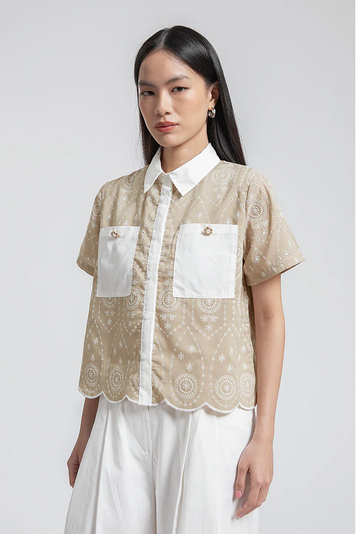 Beige Embroidered Seda - Image 3