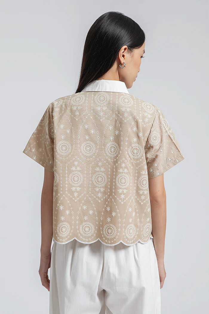 Beige Embroidered Seda - Image 4