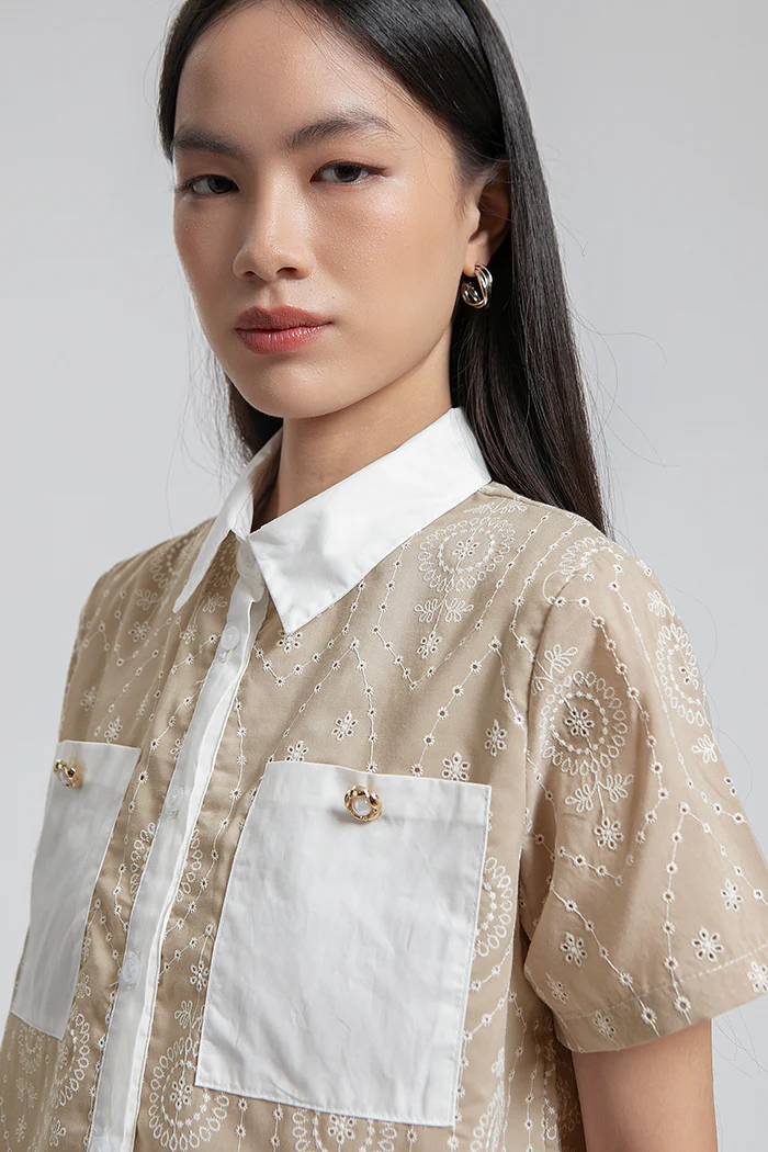 Beige Embroidered Seda - Image 5