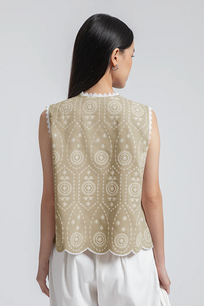 Beige Embroidered Yareli - Image 4
