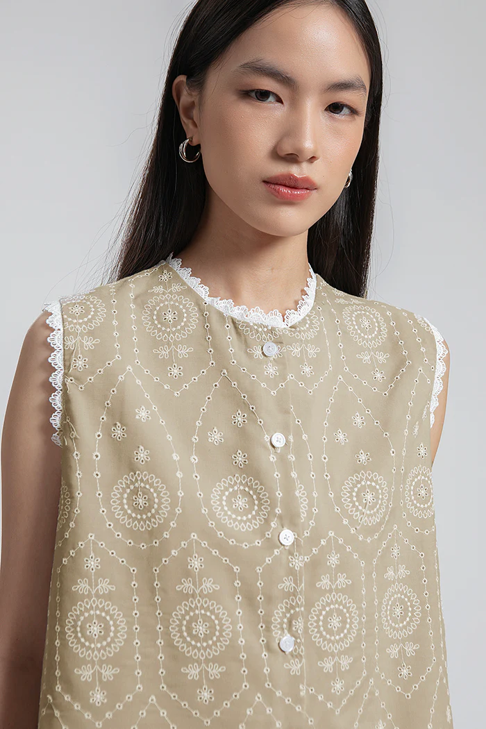 Beige Embroidered Yareli - Image 5