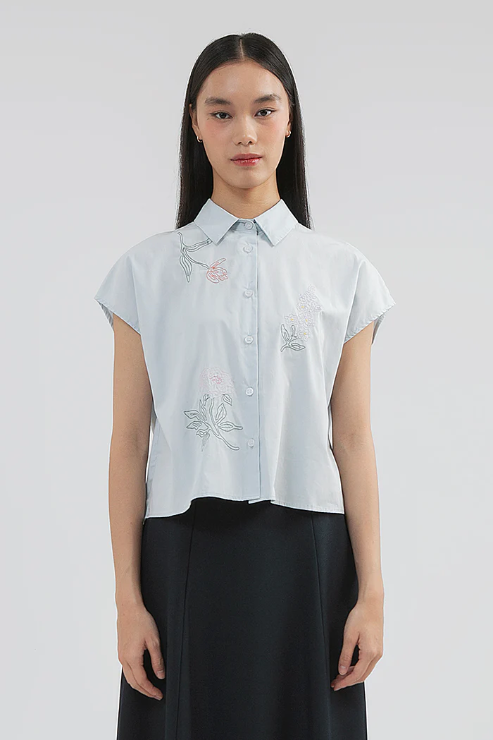 Blue Embroidered Burley