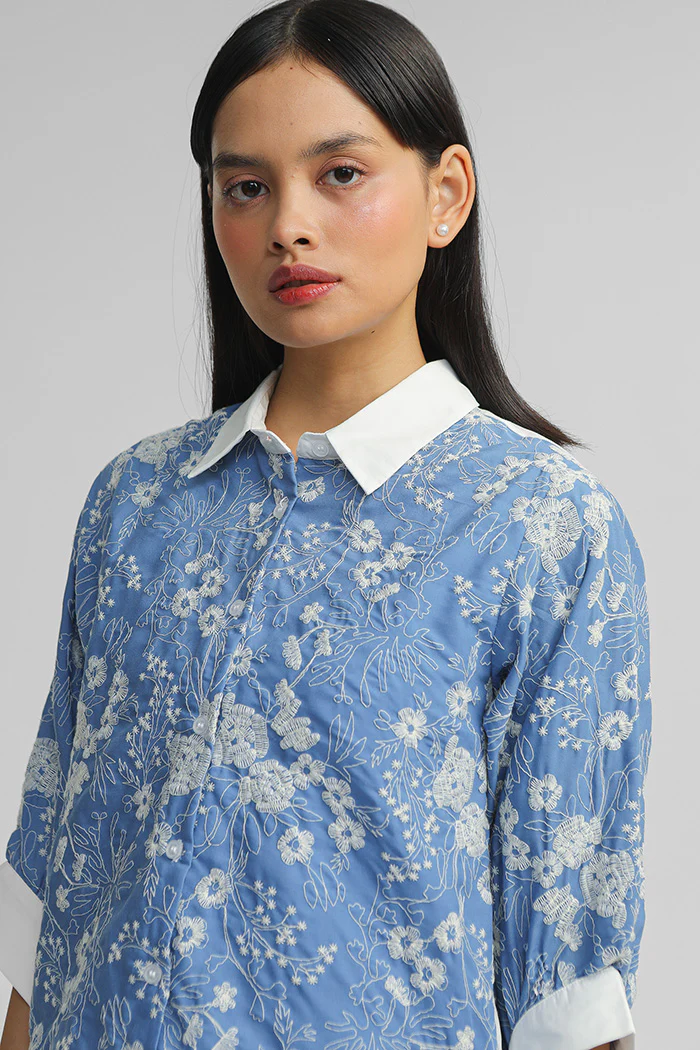 Blue Embroidered Zur - Image 5