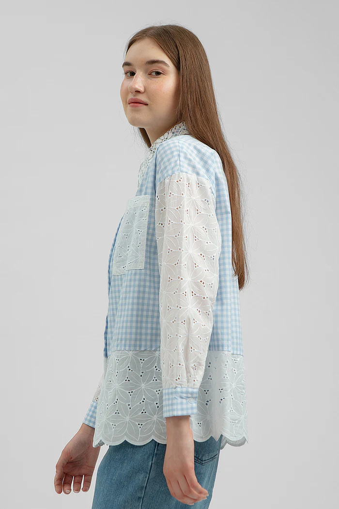 Light Blue Gingham Maelys - Image 3