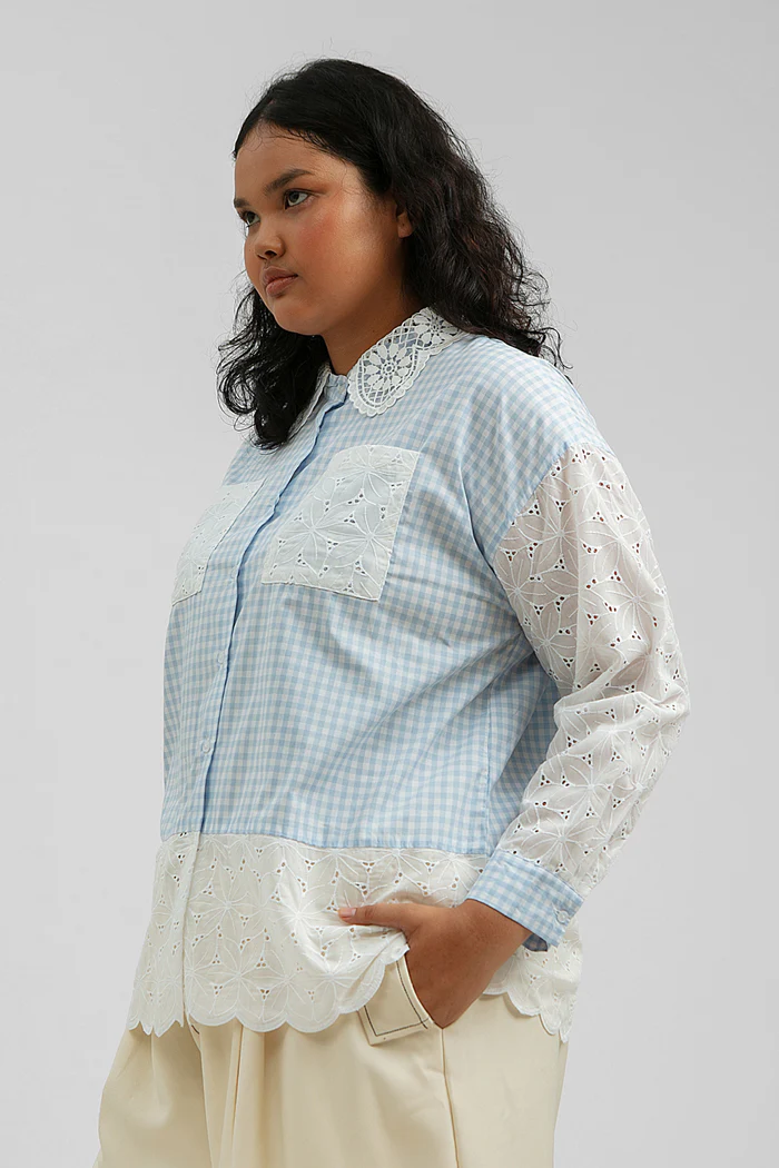 Light Blue Gingham Maelys - Image 7