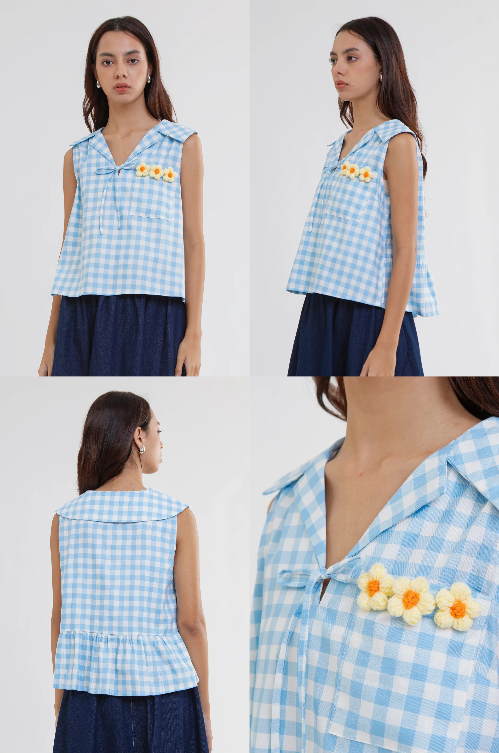 Light Blue Gingham Marin - Image 2