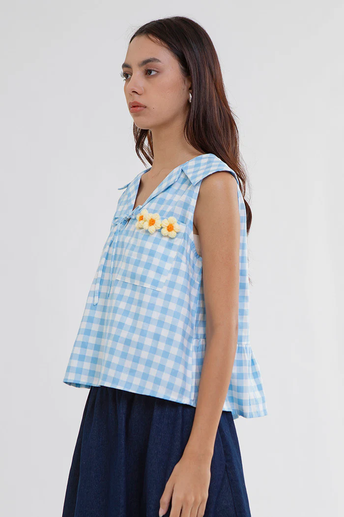 Light Blue Gingham Marin - Image 3