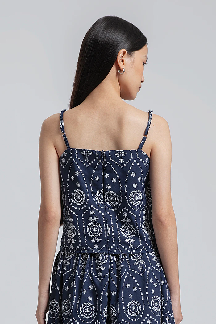 Navy Embroidered Tola - Image 4