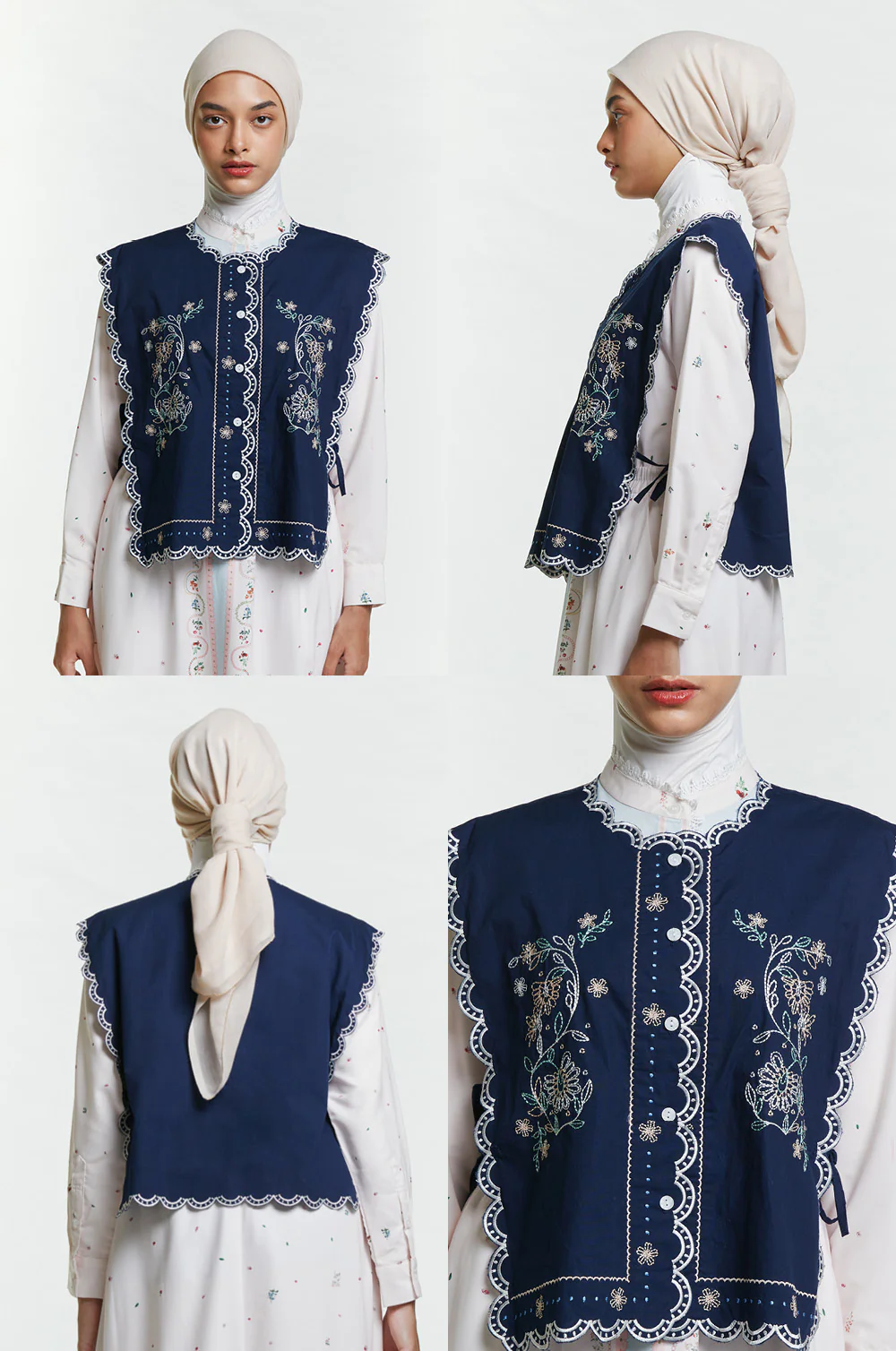 Navy Embroidery Sabya - Defect Sale - Image 2