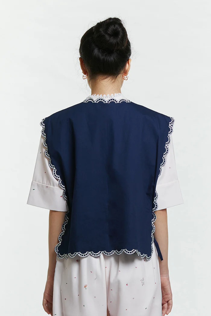 Navy Embroidery Sabya - Defect Sale - Image 6