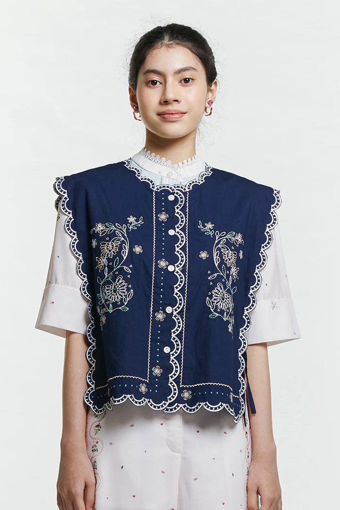 Navy Embroidery Sabya - Defect Sale - Image 8