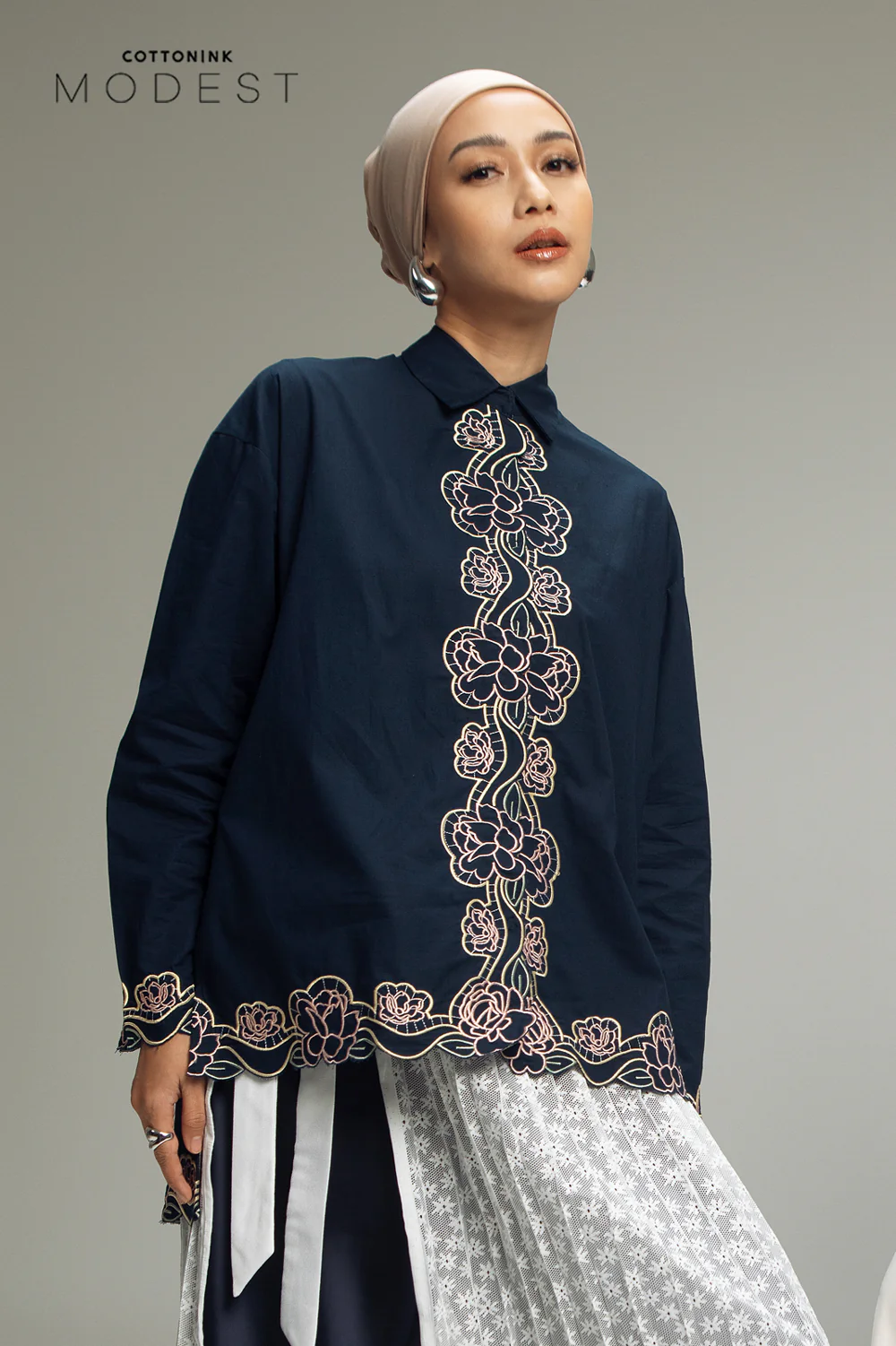 Navy Embroidery Shazi