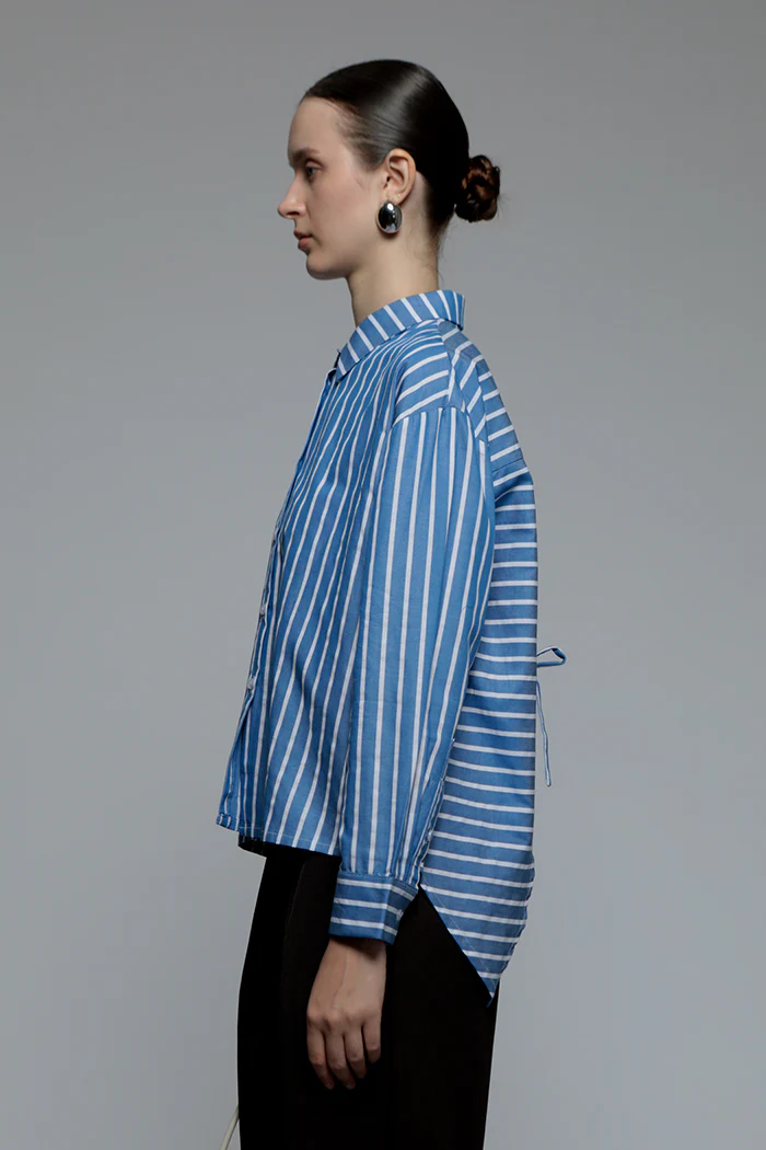 Navy Striped Monday Shirt - Image 3