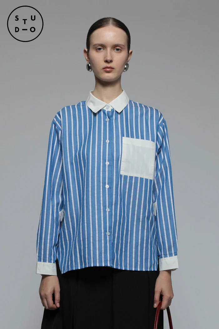 Navy Striped Perse